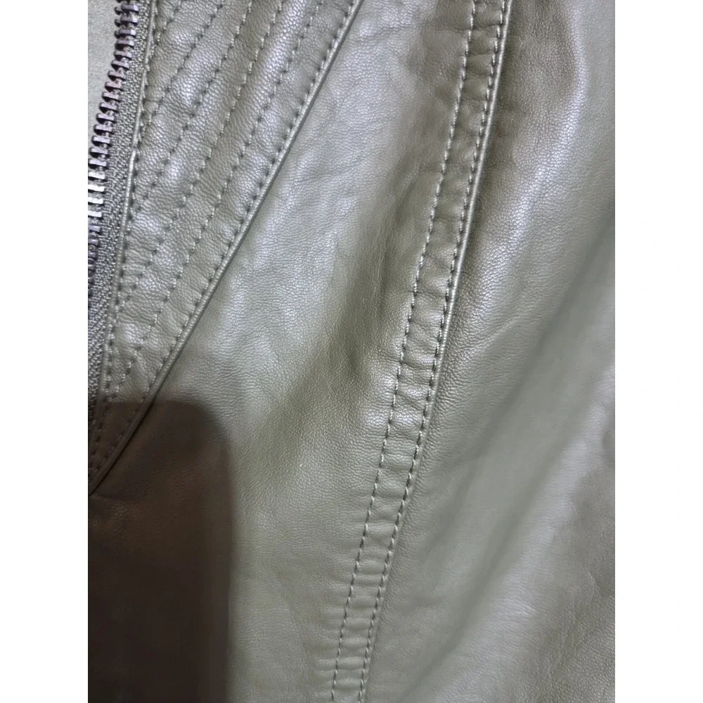 BLANKNYC Vegan Leather Moto Jacket Womens XS Olive Green Asymmetric Zip New Tag